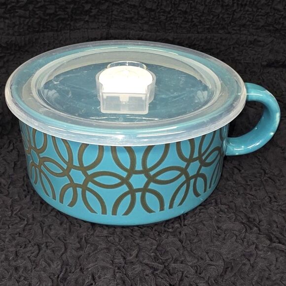 DOWAN 24oz Mosaian Ceramic Soup Mugs with Lids (Set of 2) - Picture 6 of 9